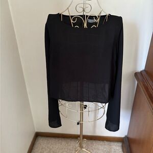 Abercrombie black long bell sleeve crewneck top size M